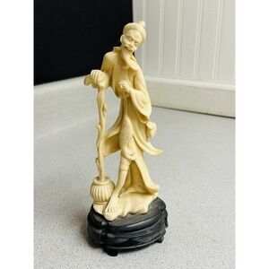 Antique Vintage Hand Carved Chinese Fisherman Statues Stand Soapstone Read*